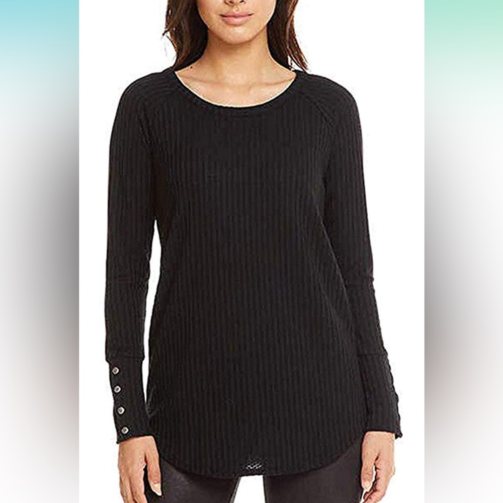 CHASER Ladies' Long Sleeve Waffle Thermal Tunic Sweater Top Small